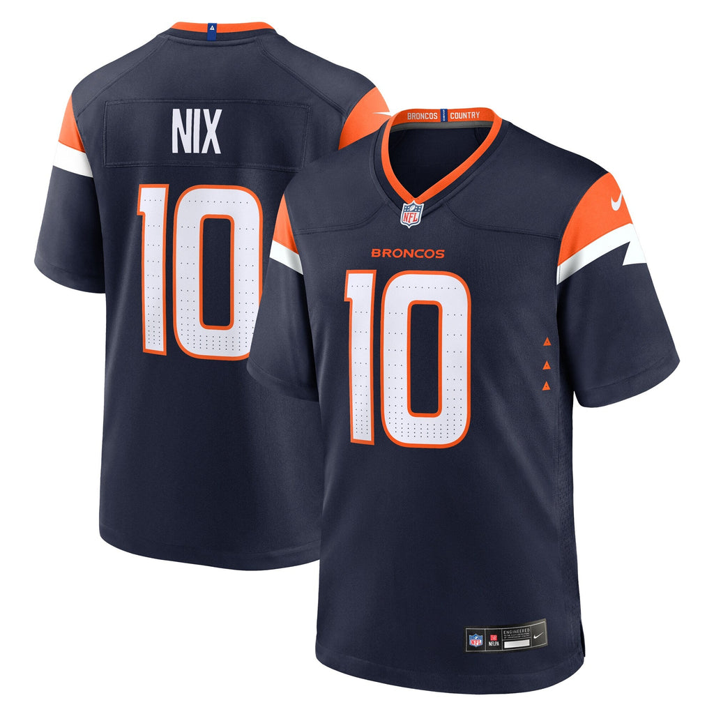 Denver Broncos Bo Nix Navy Alternate Game Football Jersey
