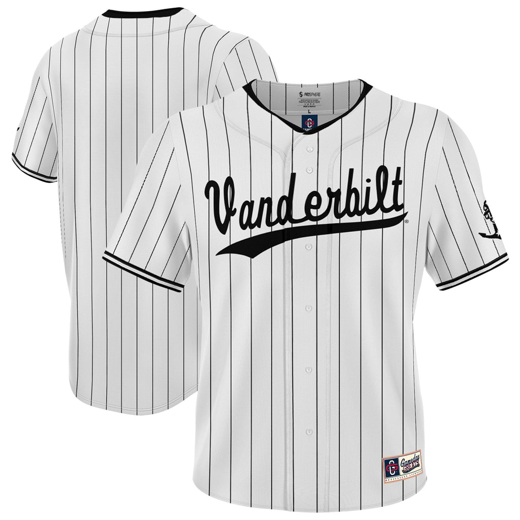 White Vanderbilt Commodores Lightweight Collegiate Baseball Fashion Jersey