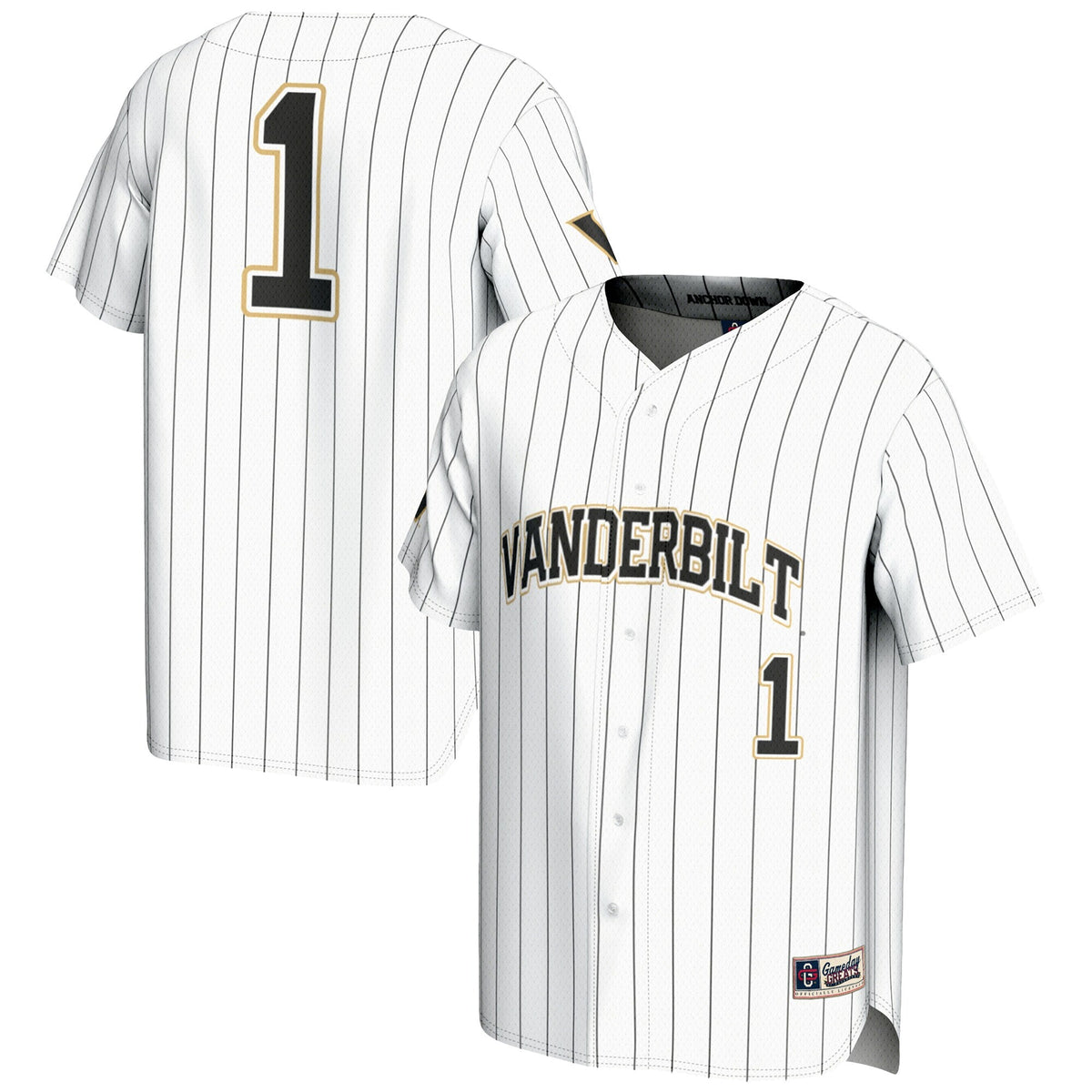 #1 Vanderbilt Commodores Lightweight Baseball Jersey - White
