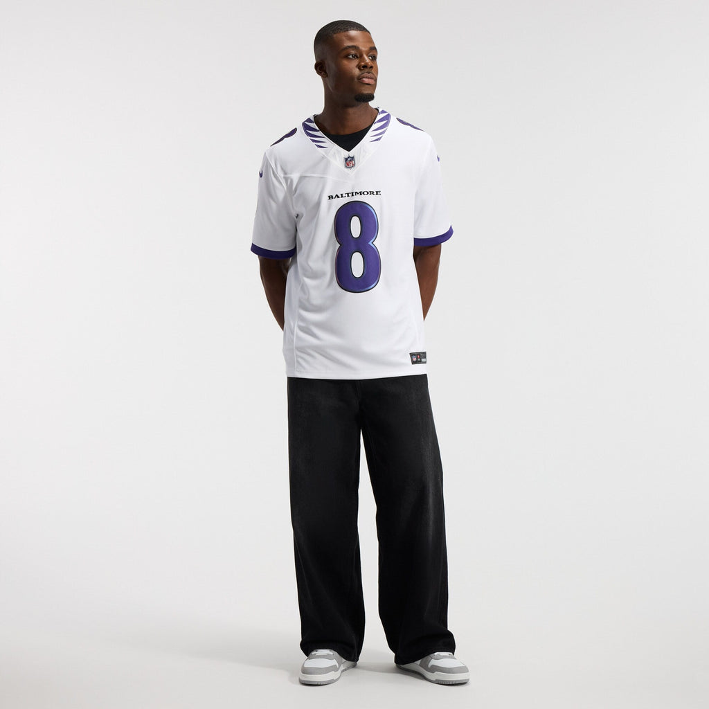 Baltimore Ravens Lamar Jackson White Vapor F.U.S.E. Stitched Limited Football Jersey