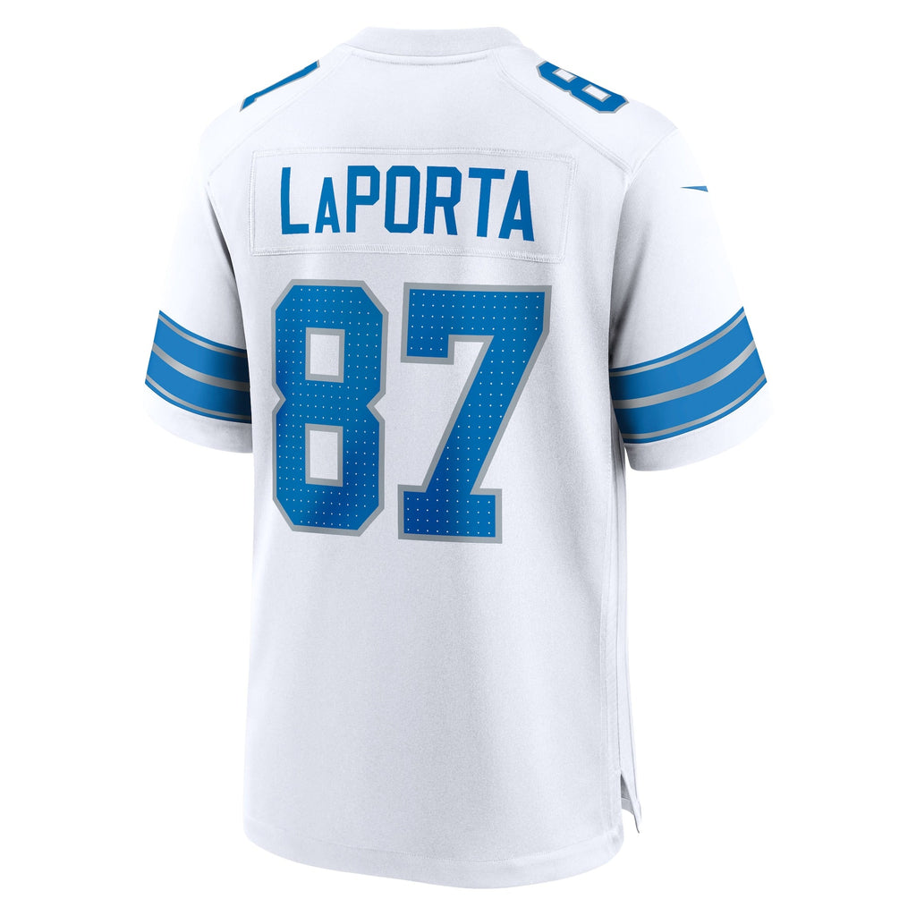 Detroit Lions Sam LaPorta White White Game Football Jersey