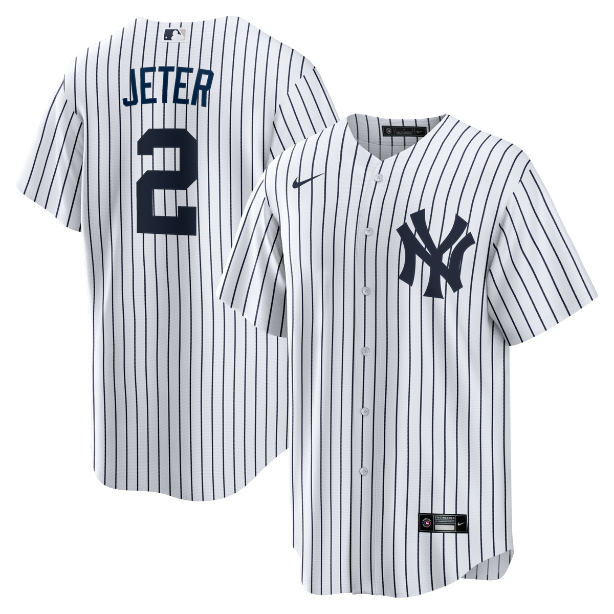 New York Yankees Derek Jeter White Home Retired Player Replica Baseball Jersey