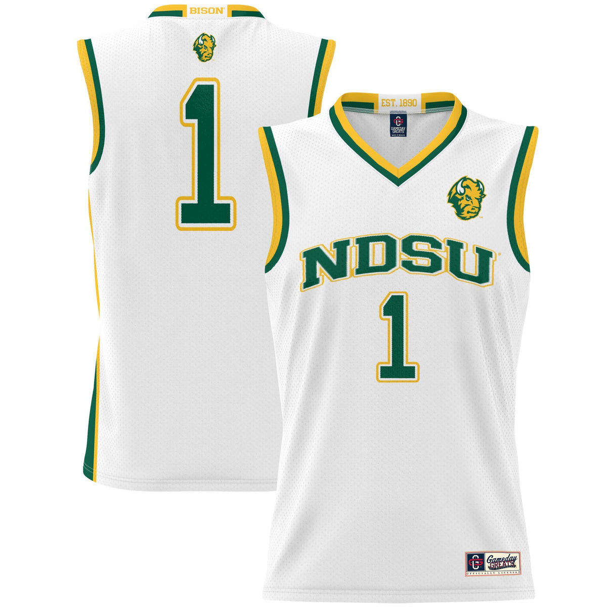#1 NDSU Bison Lightweight Basketball Jersey - White