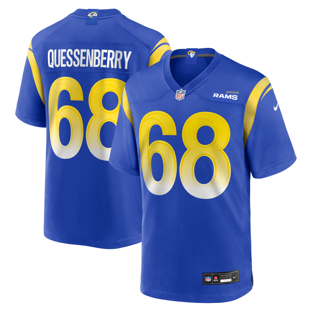 Los Angeles Rams David Quessenberry Royal Team Game Football Jersey