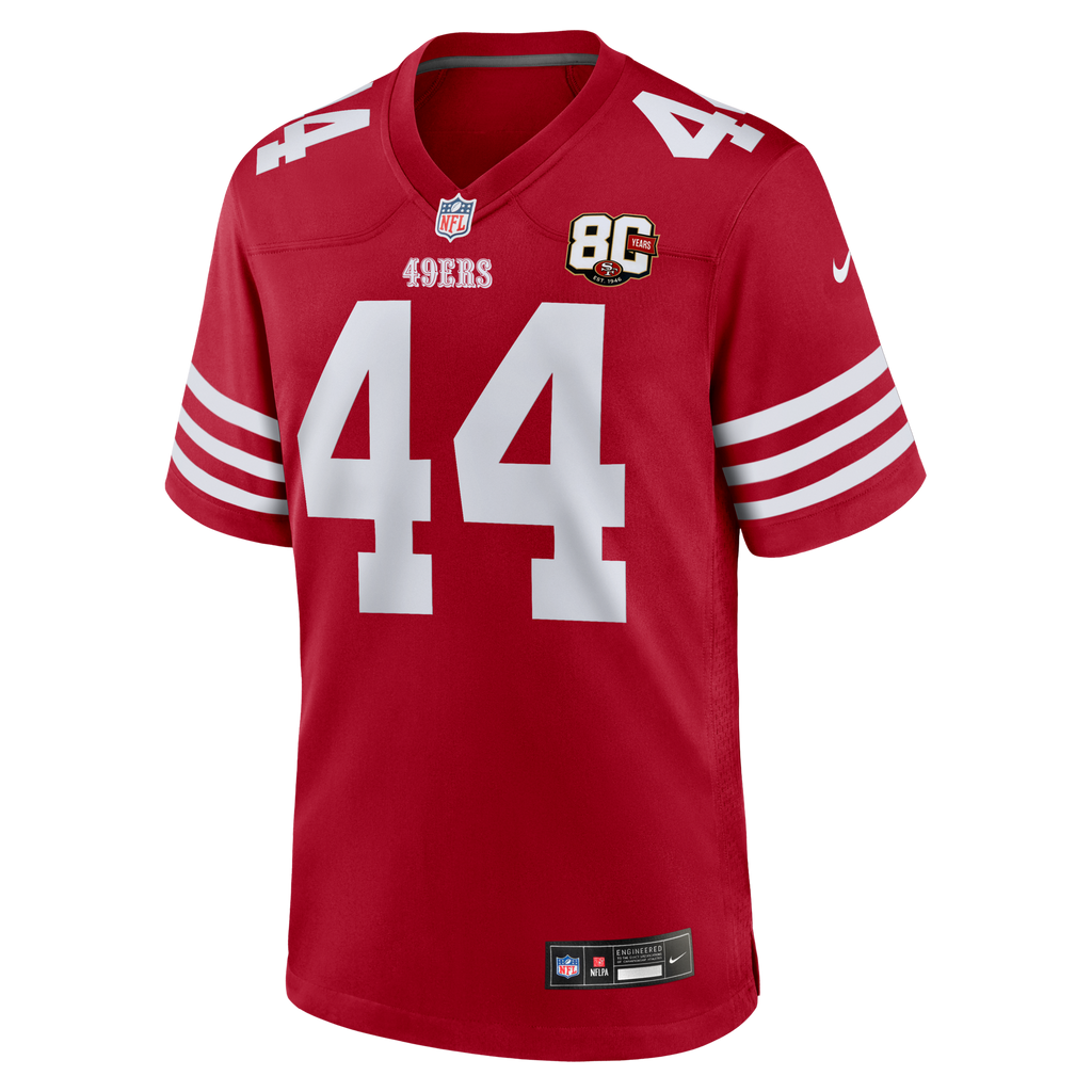 San Francisco 49ers Kyle Juszczyk Scarlet 80th Anniversary Game Football Jersey