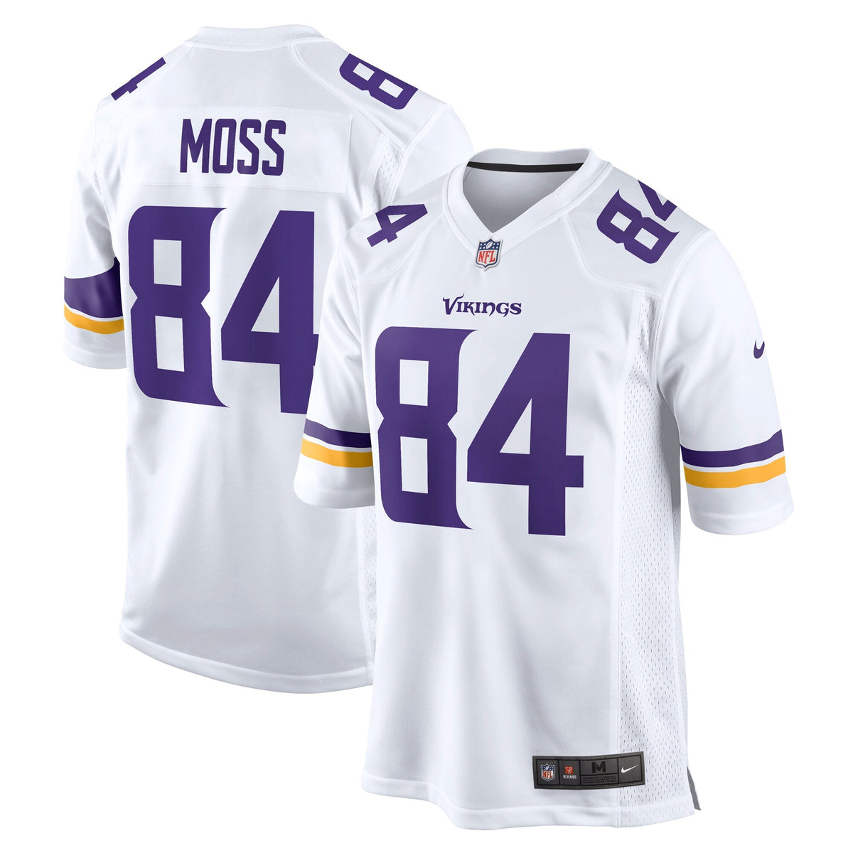 Minnesota Vikings Randy Moss White Retired Player Game Football Jersey