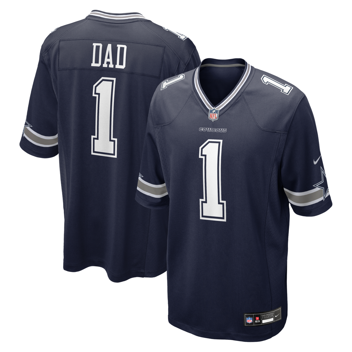 Dallas Cowboys Number 1 Dad Navy Game Football Jersey