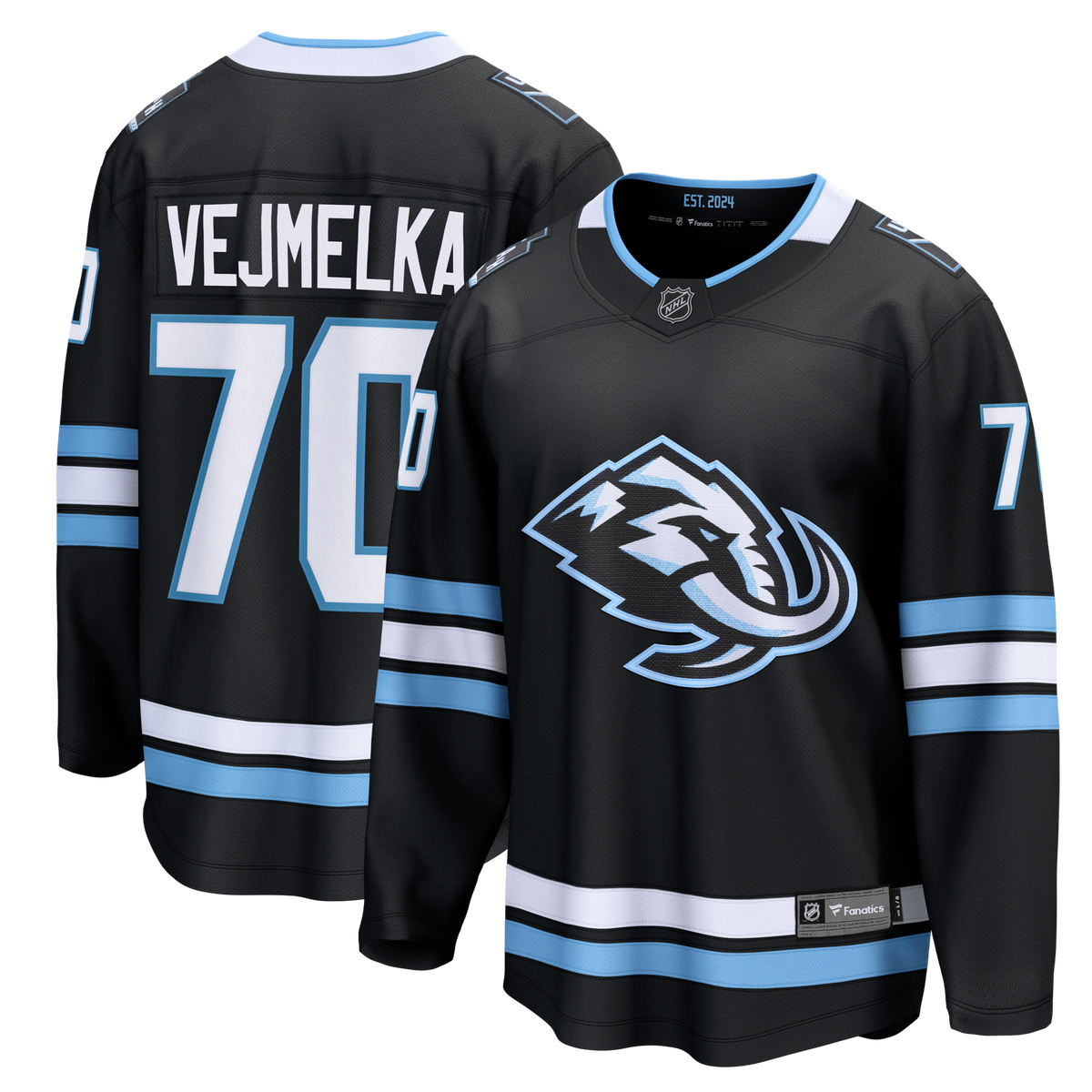 Utah Mammoth Karel Vejmelka Black Home Breakaway Hockey Jersey