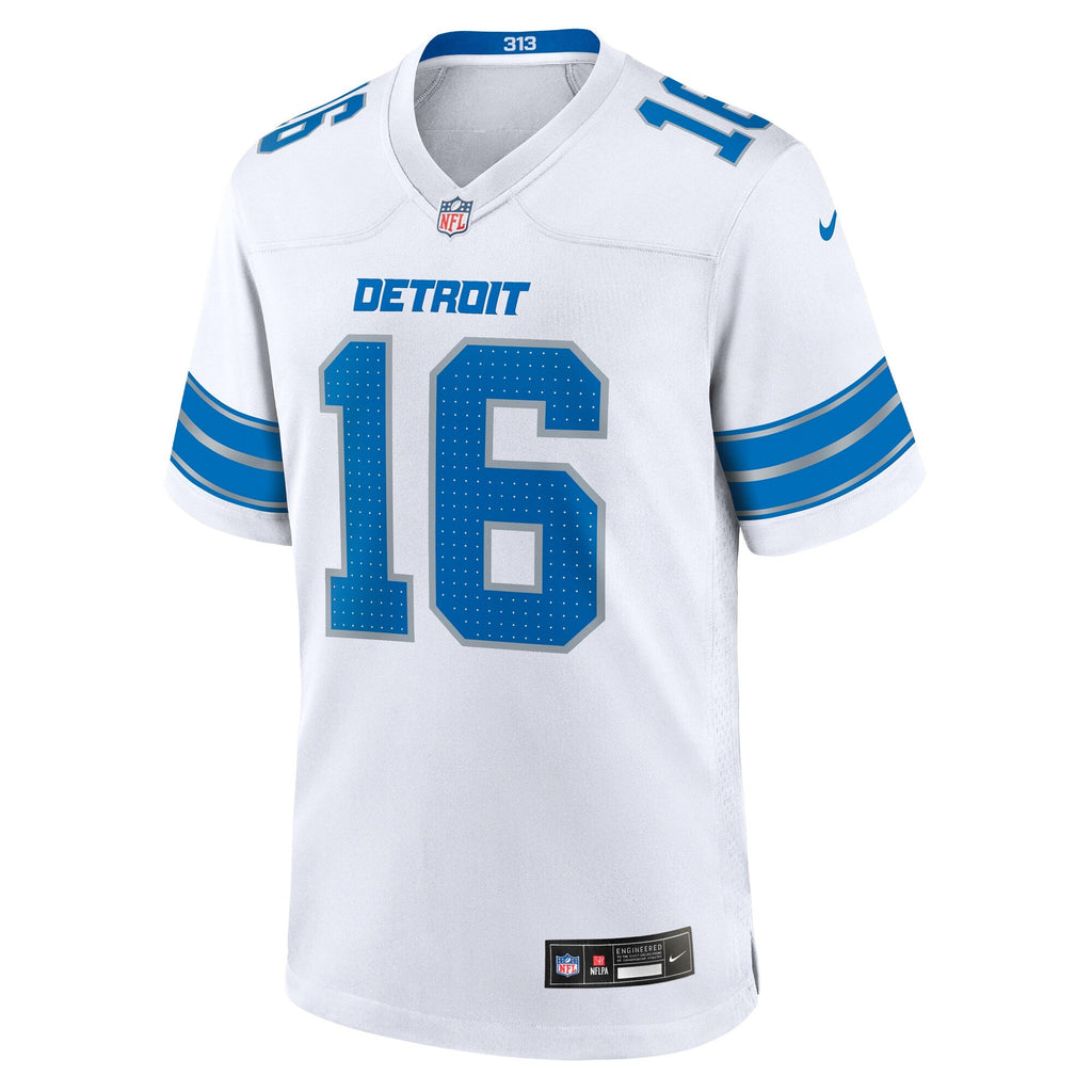 Detroit Lions Jared Goff White Game Football Jersey