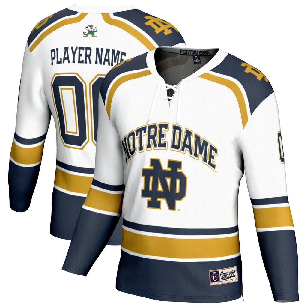 Notre Dame Fighting Irish Lightweight Hockey NIL Pick-a-Player Fashion Jersey - White