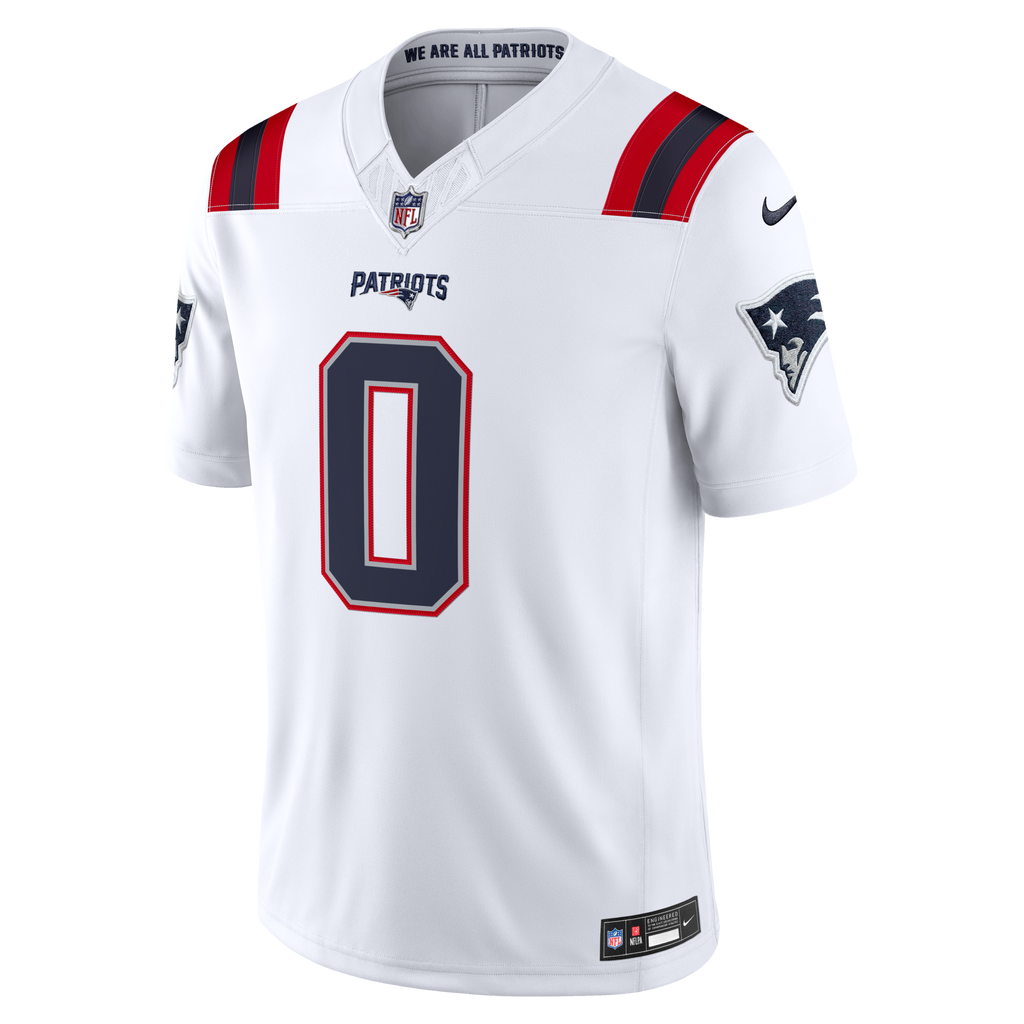 New England Patriots Christian Gonzalez White Vapor F.U.S.E. Stitched Limited Football Jersey
