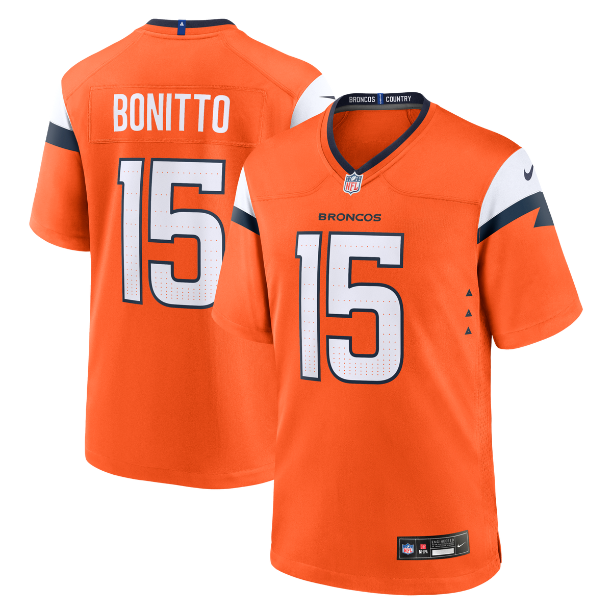 Denver Broncos Nik Bonitto Orange Team Game Football Jersey