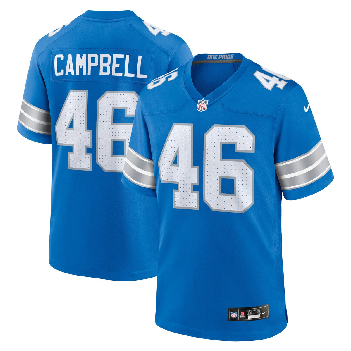 Detroit Lions Jack Campbell Blue Game Football Jersey