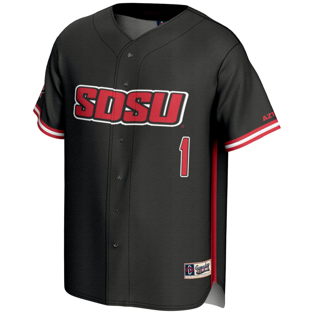 #1 San Diego State Aztecs Lightweight Baseball Fashion Jersey - Black