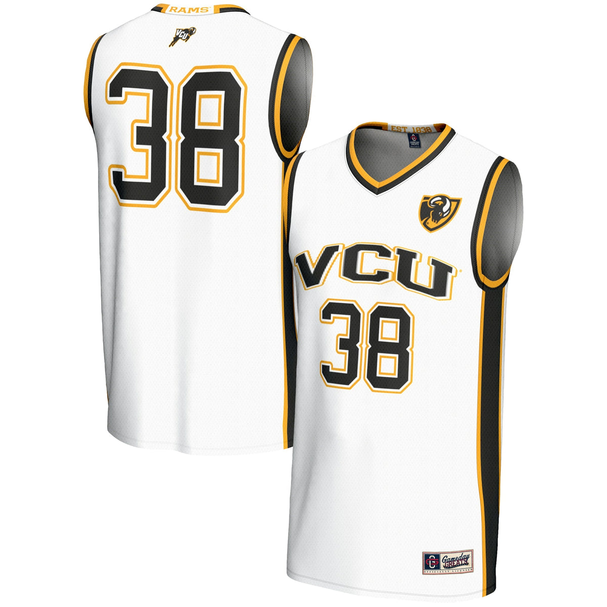 #38 VCU Rams Lightweight Basketball Jersey - White
