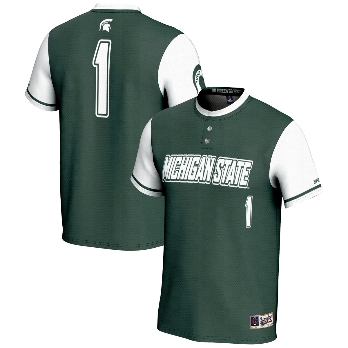 #1 Michigan State Spartans Lightweight Softball Jersey - Green