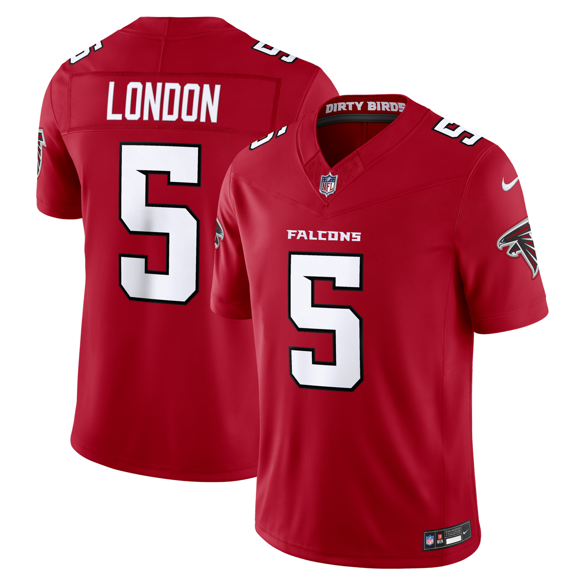Atlanta Falcons Drake London Red Team Vapor F.U.S.E. Stitched Limited Football Jersey