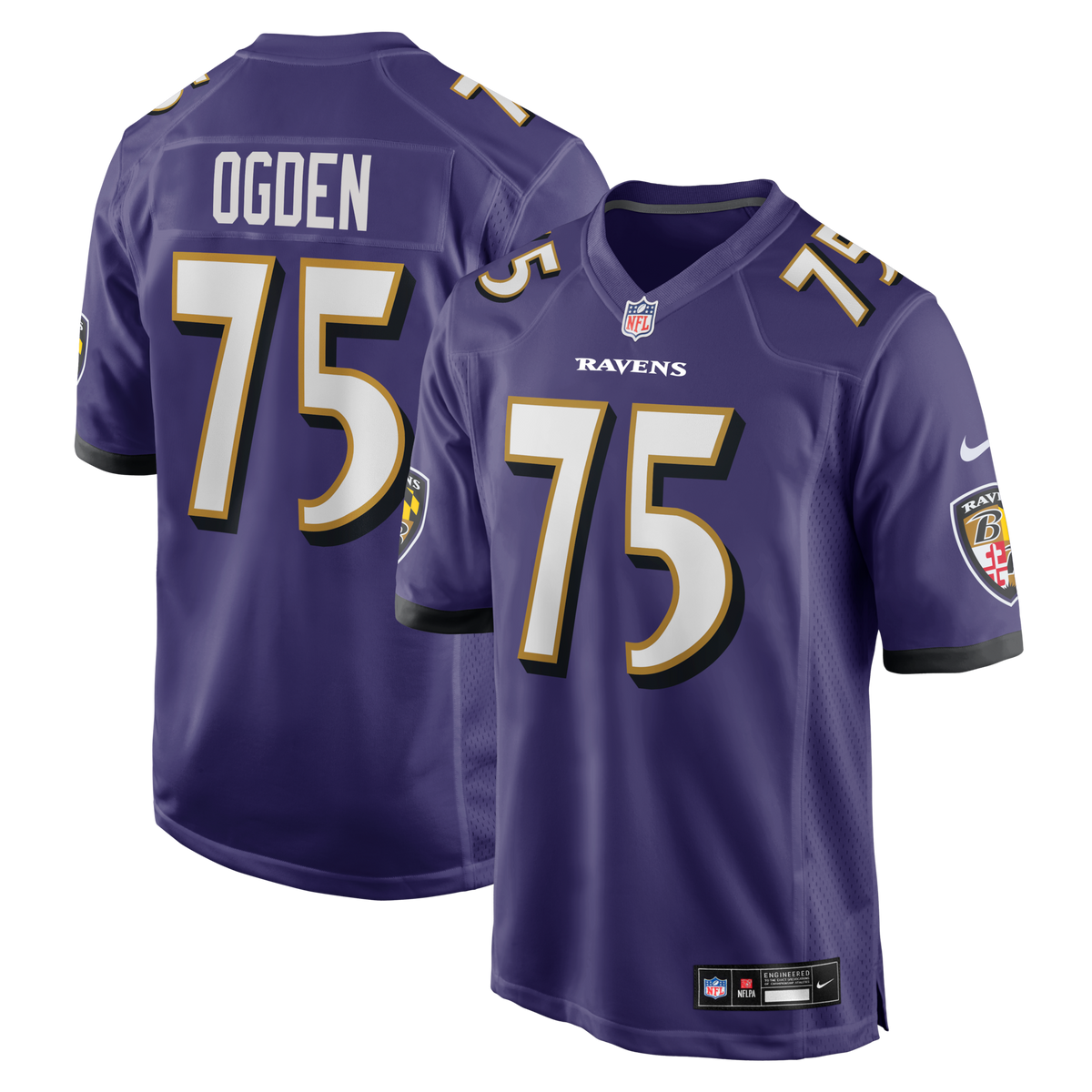 Baltimore Ravens Jonathan Ogden Purple Game Retired Player Football Jersey