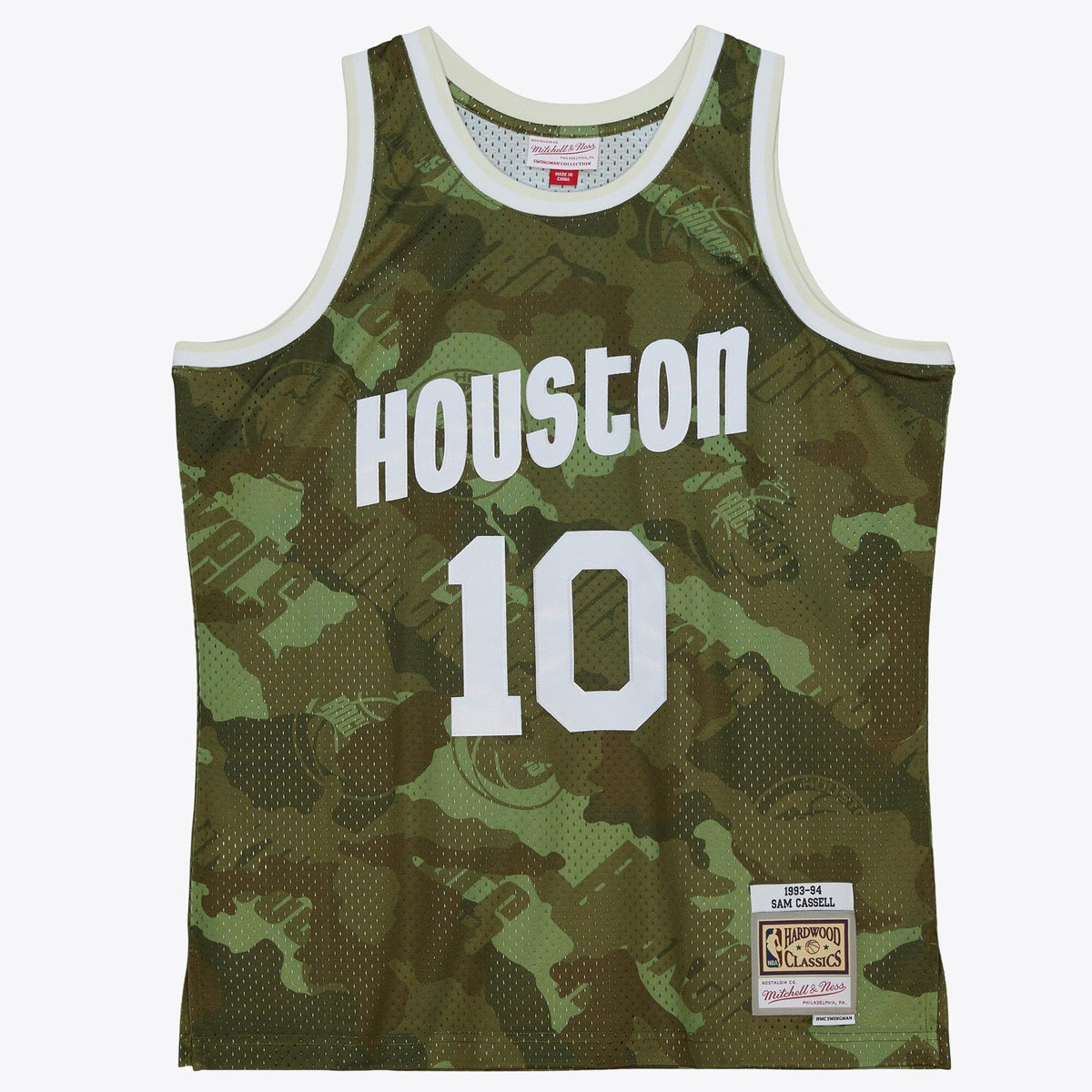 Houston Rockets Sam Cassell 1993 Ghost Camo Swingman Jersey - Green