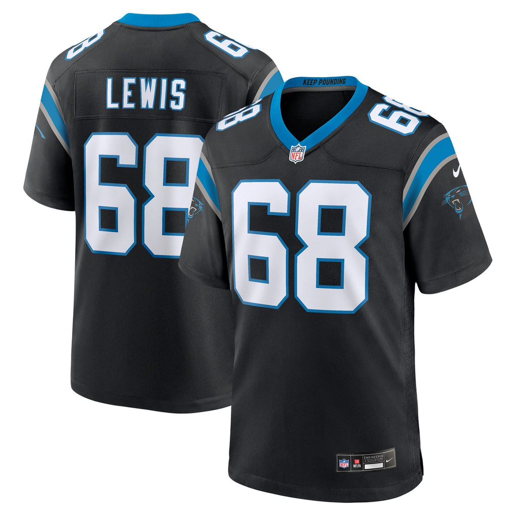 Carolina Panthers Damien Lewis Black Game Football Jersey