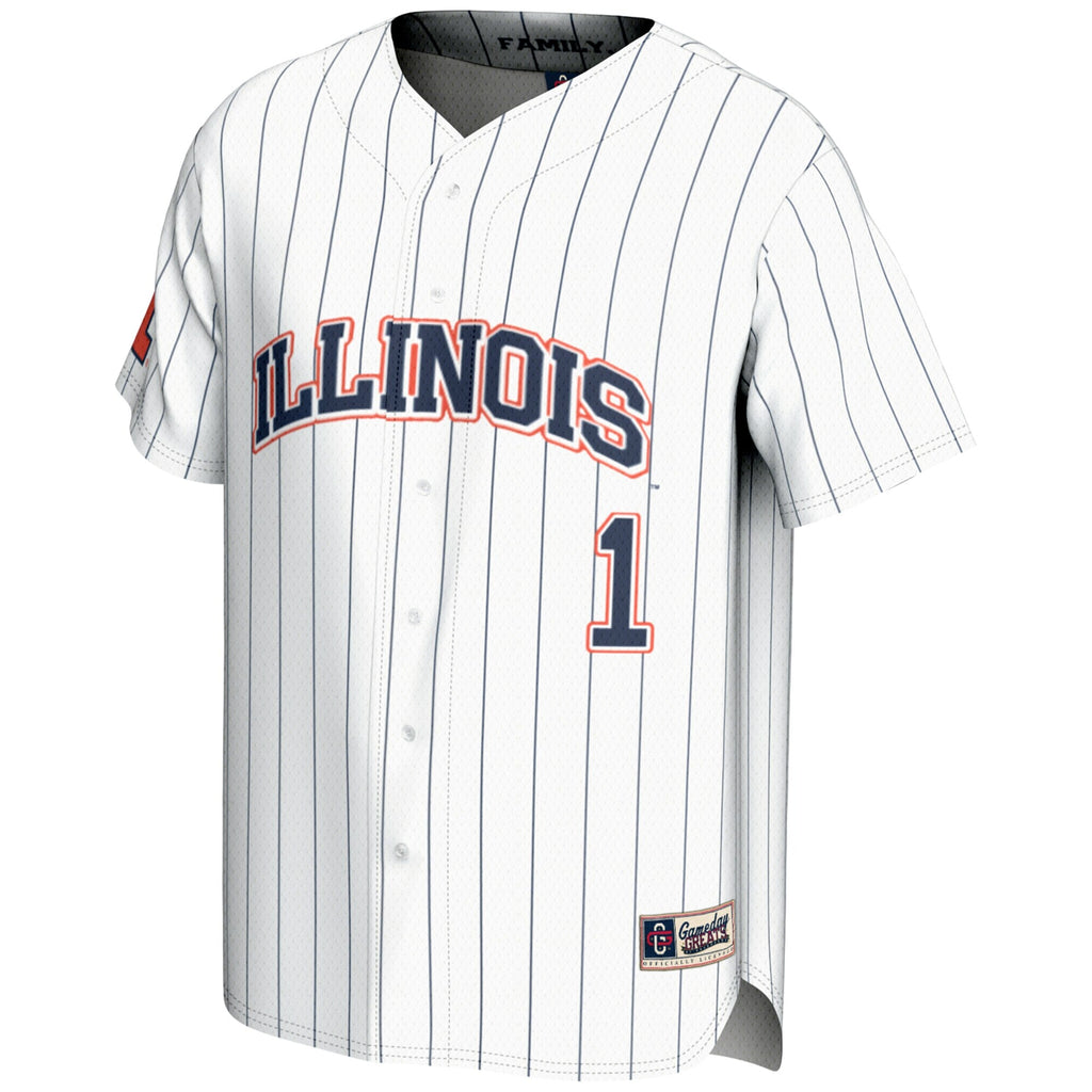 #1 White Illinois Fighting Illini Lightweight Baseball Jersey