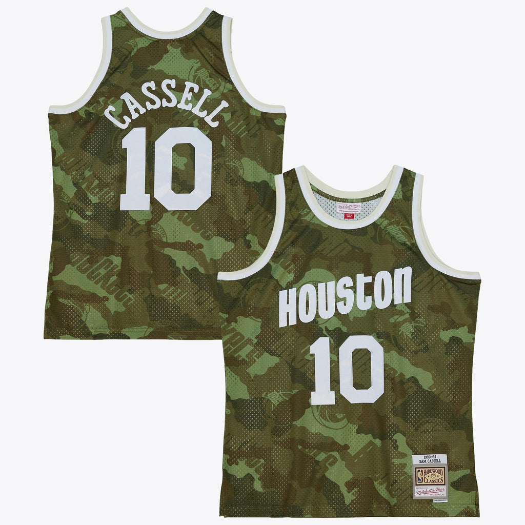 Houston Rockets Sam Cassell 1993 Ghost Camo Swingman Jersey - Green