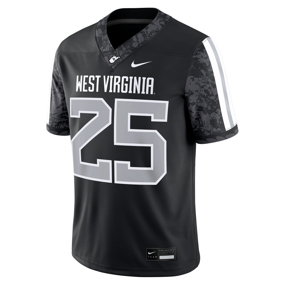 #25 West Virginia Mountaineers Alternate Game Jersey - Black