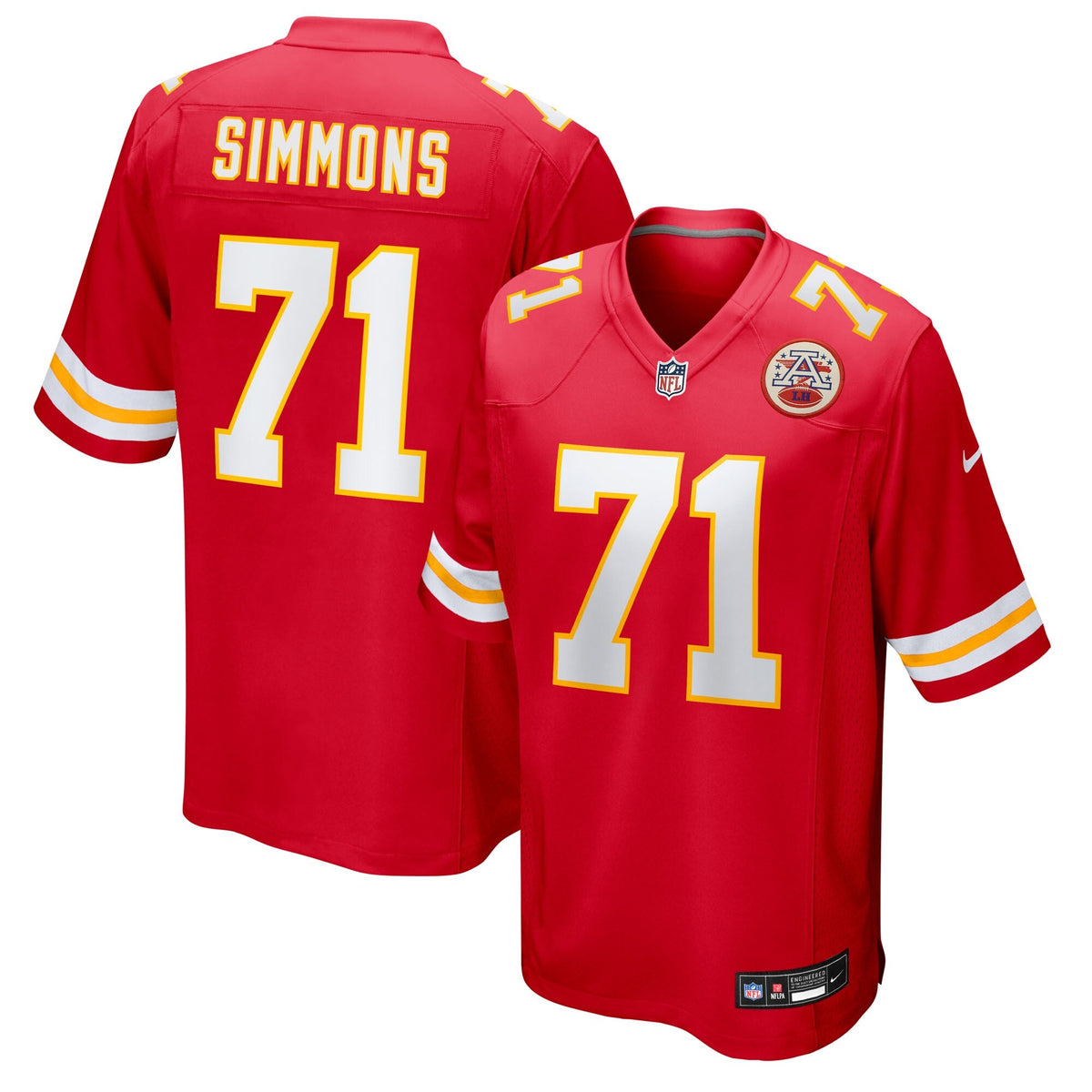 Kansas City Chiefs Josh Simmons Red Team Game Football Jersey