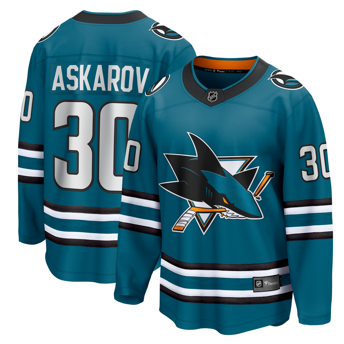 San Jose Sharks Yaroslav Askarov Teal Home Breakaway Hockey Jersey