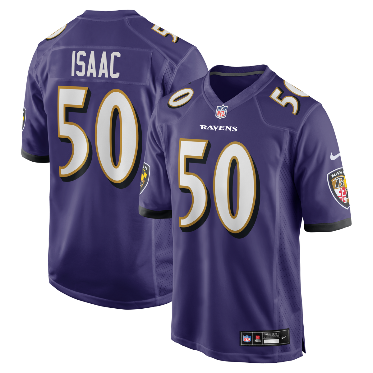 Baltimore Ravens Adisa Isaac Purple Team Game Football Jersey