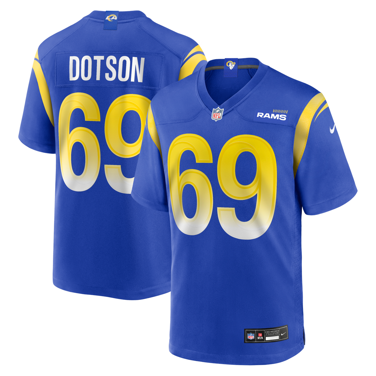 Los Angeles Rams Kevin Dotson Royal Game Football Jersey