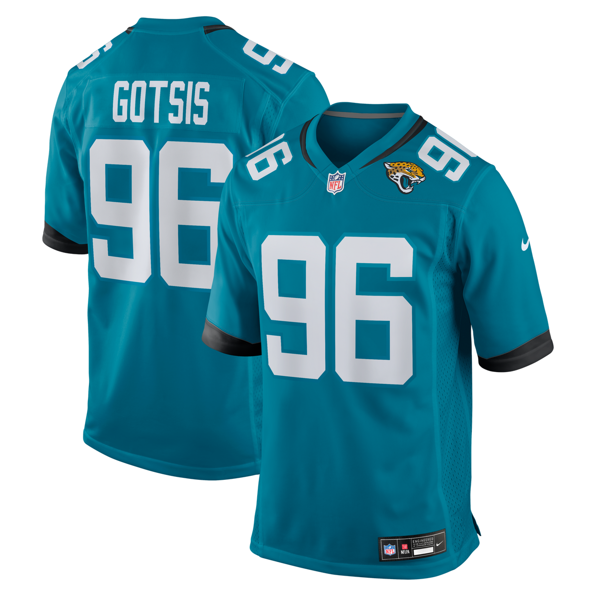Jacksonville Jaguars Adam Gotsis Teal Game Football Jersey