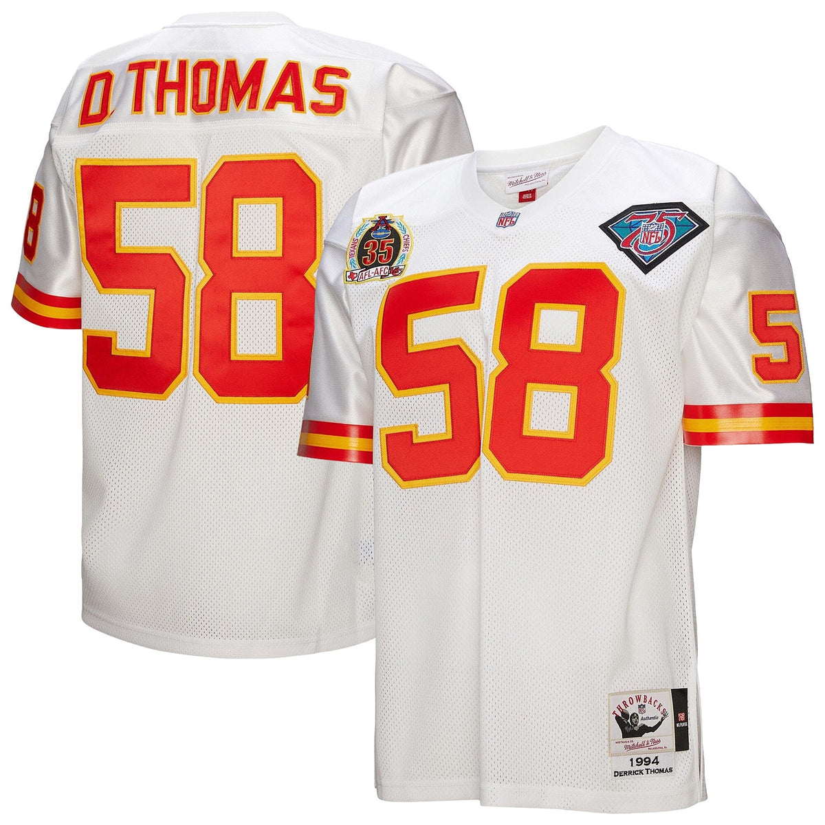 Kansas City Chiefs 1994 Derrick Thomas White Throwback Retired Player Football Jersey