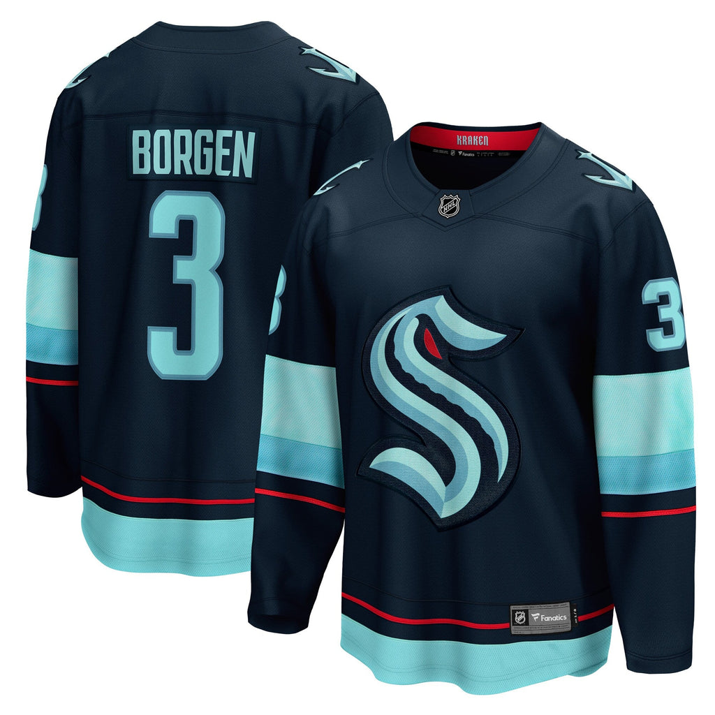Seattle Kraken Will Borgen Deep Sea Blue Home Breakaway Player Hockey Jersey