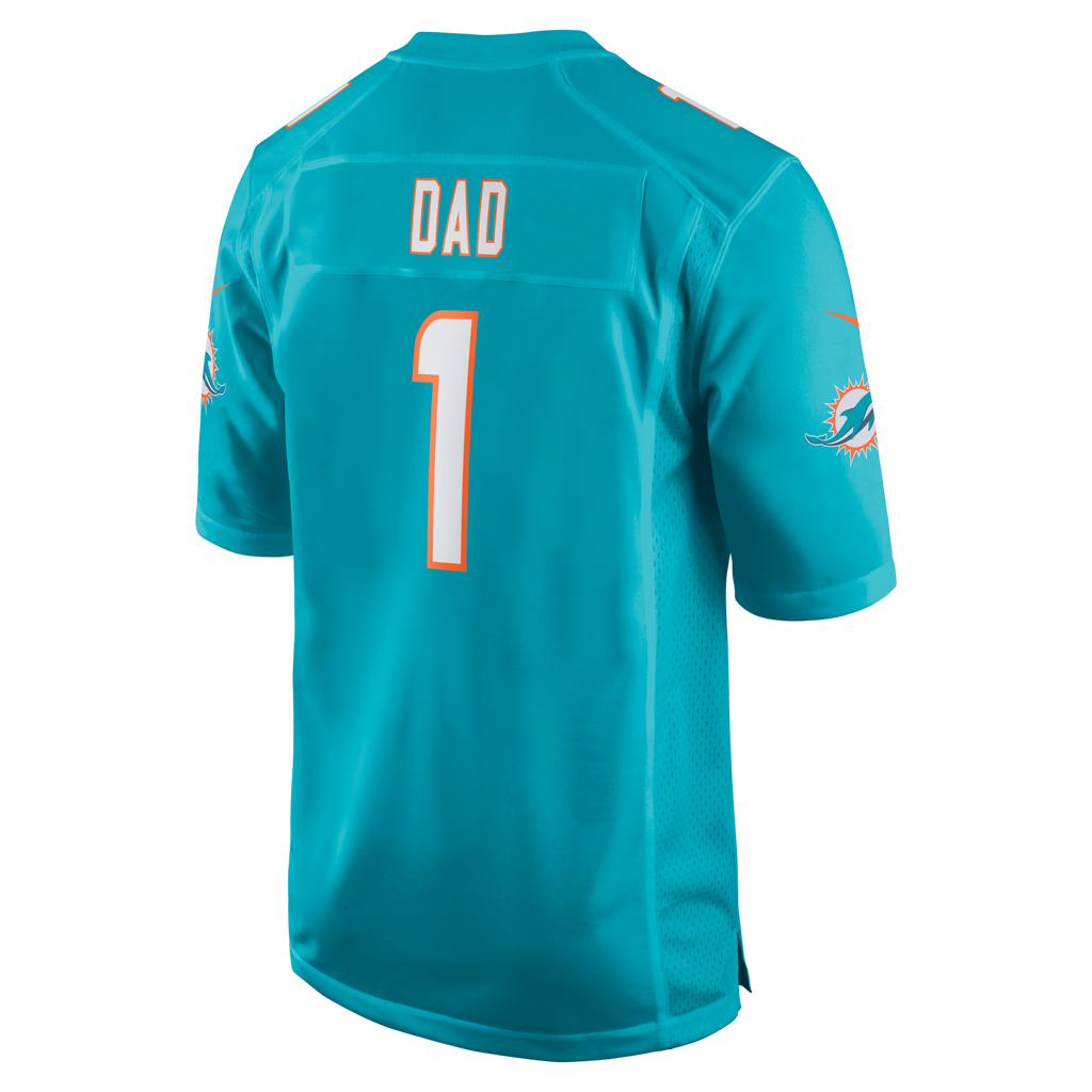 Miami Dolphins Number 1 Dad Aqua Game Football Jersey