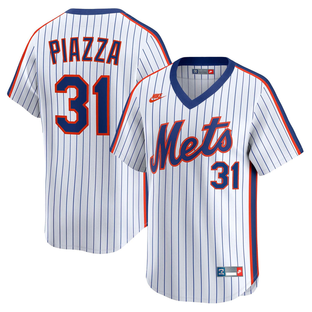 New York Mets Mike Piazza White Throwback Cooperstown Collection Limited Baseball Jersey