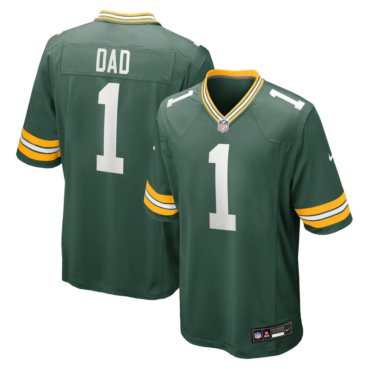 Green Bay Packers Number 1 Dad Green Game Football Jersey