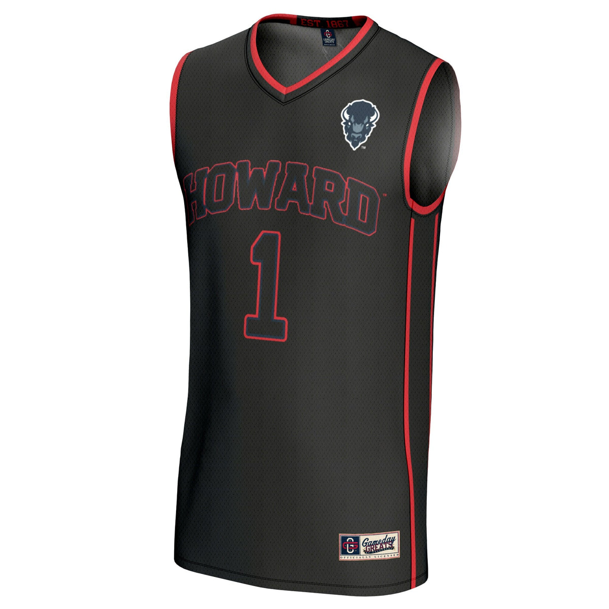Howard Bison Lightweight Collegiate Basketball Fashion Jersey - Black