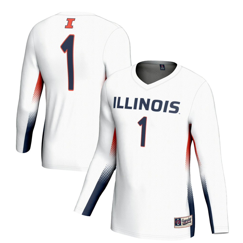 #1 Illinois Fighting Illini Lightweight Volleyball Jersey - White