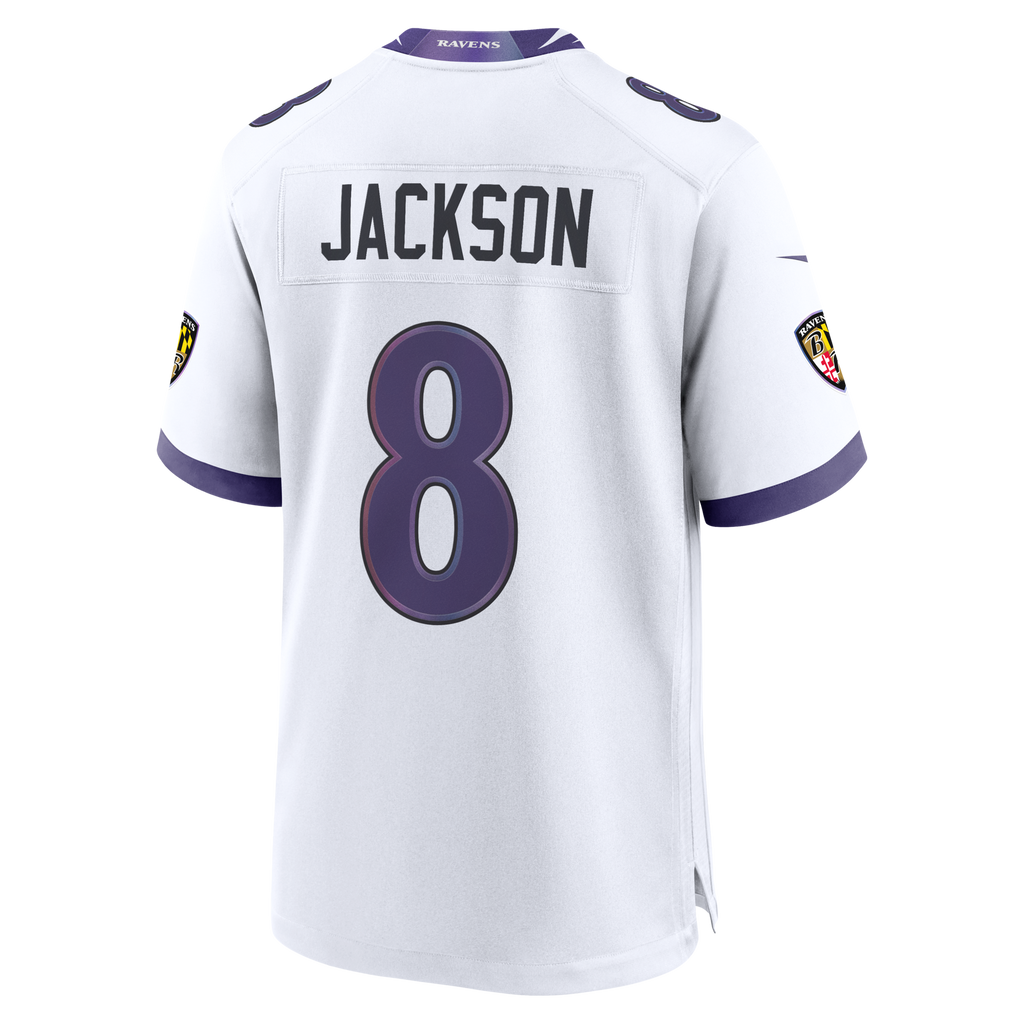 Baltimore Ravens Lamar Jackson White Game Football Jersey