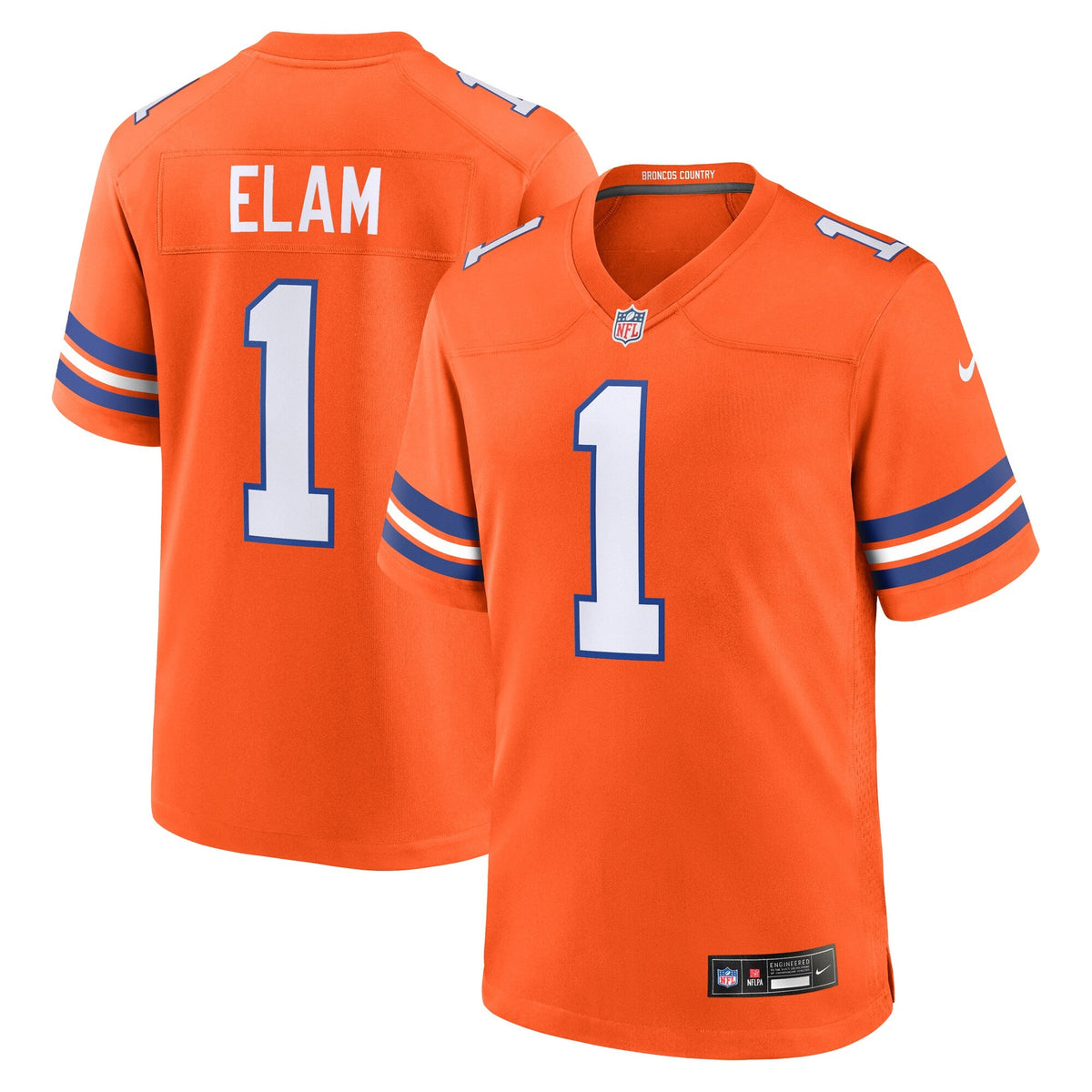 Denver Broncos Jason Elam Orange Retired Player Alternate Game Football Jersey