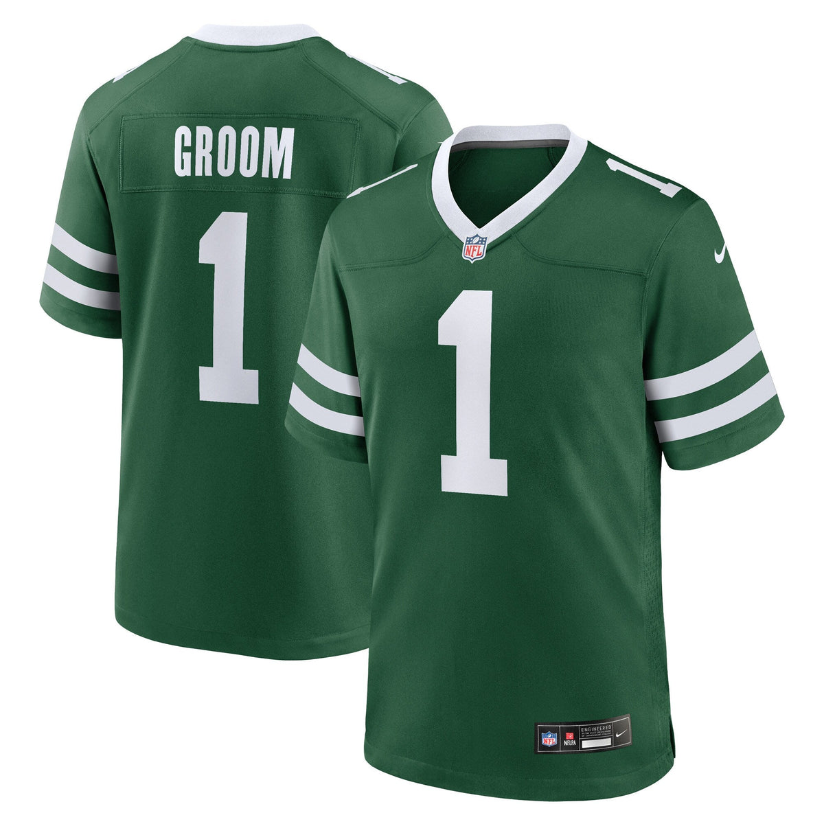 New York Jets Number 1 Groom Legacy Green Game Football Jersey
