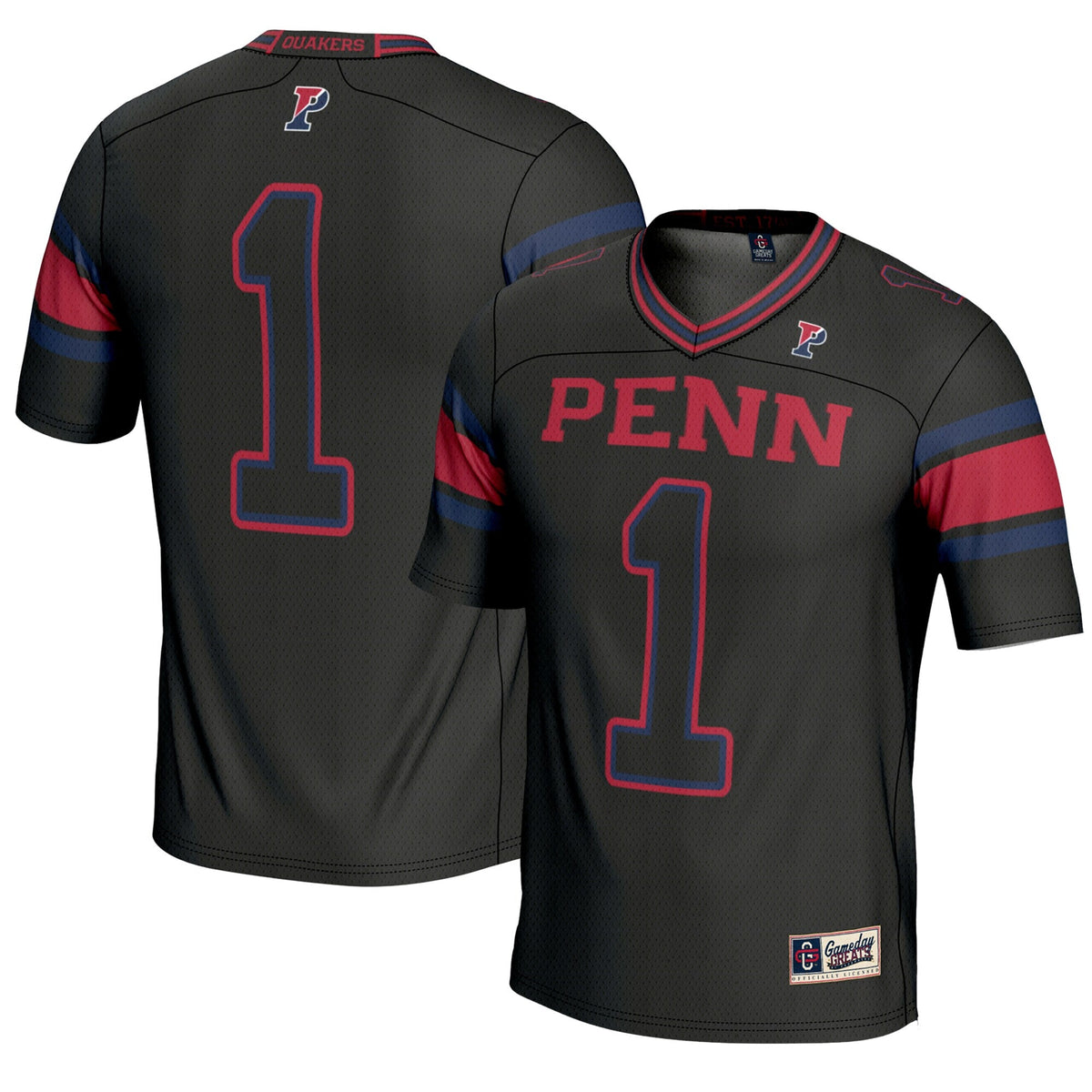 #1 Pennsylvania Quakers Endzone Football Jersey - Black