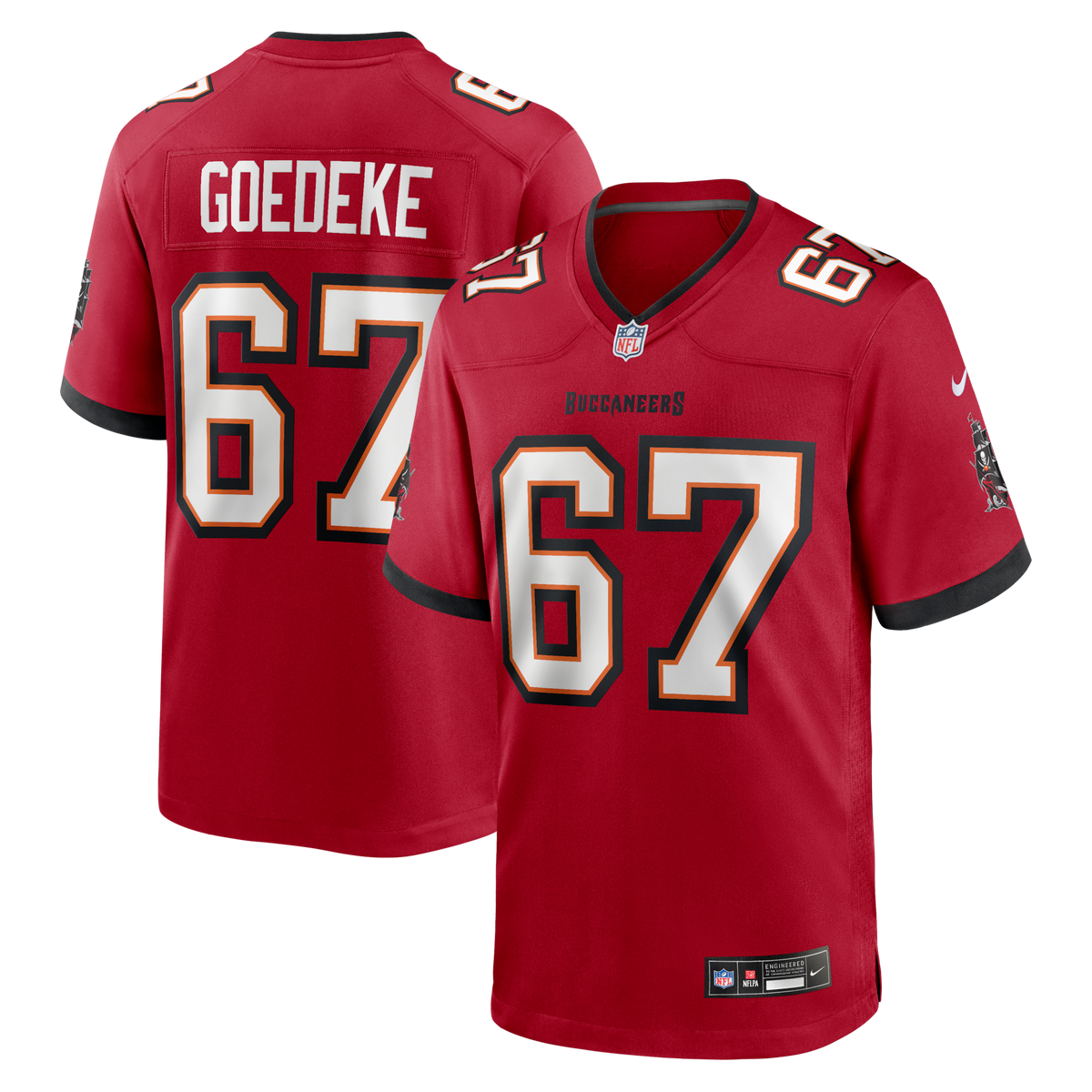 Tampa Bay Buccaneers Luke Goedeke Red Game Player Football Jersey