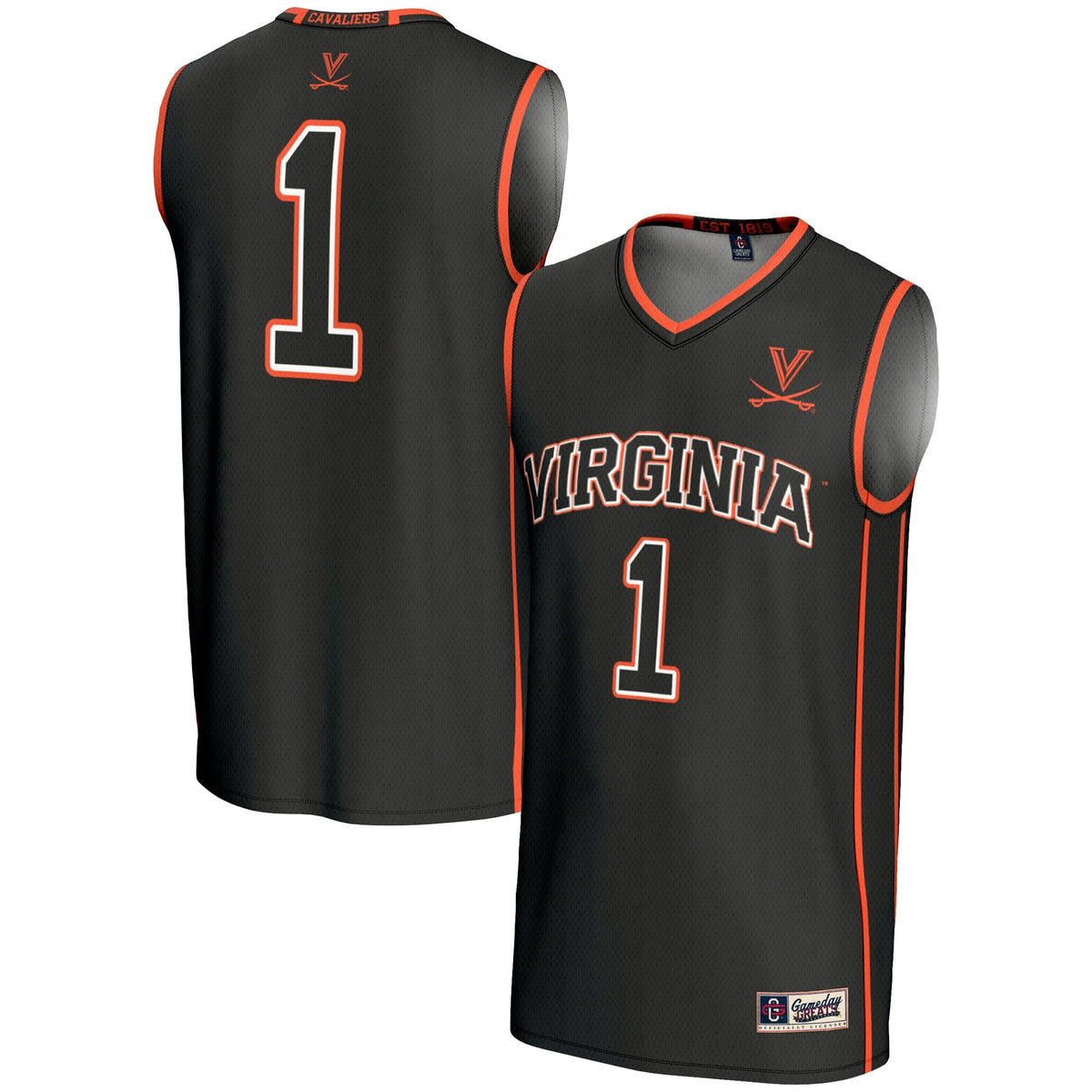 #1 Virginia Cavaliers Lightweight Basketball Jersey - Black