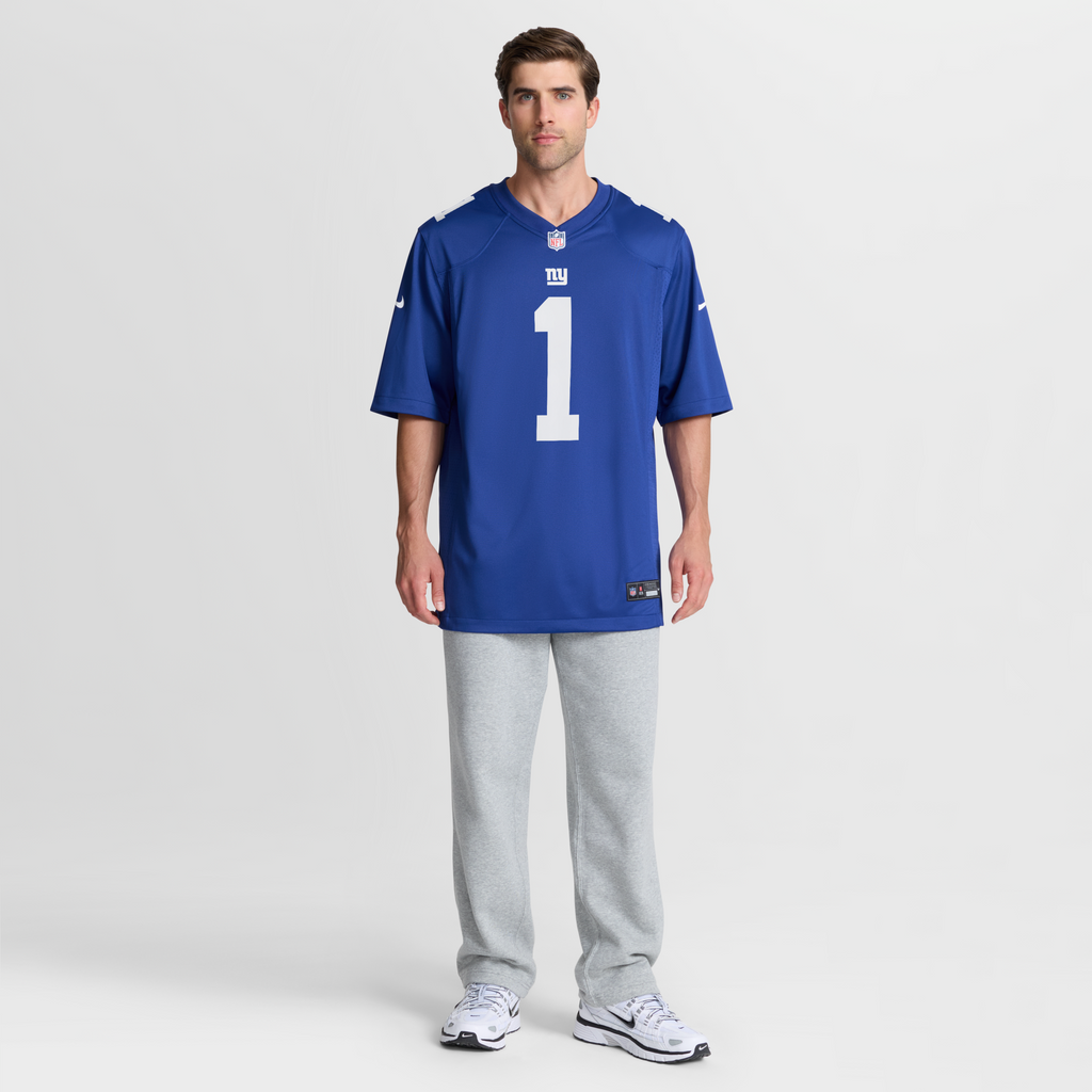 New York Giants Malik Nabers Royal Player Game Football Jersey