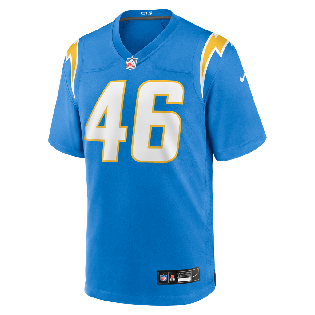 Los Angeles Chargers Nikko Reed Powder Blue Team Game Football Jersey