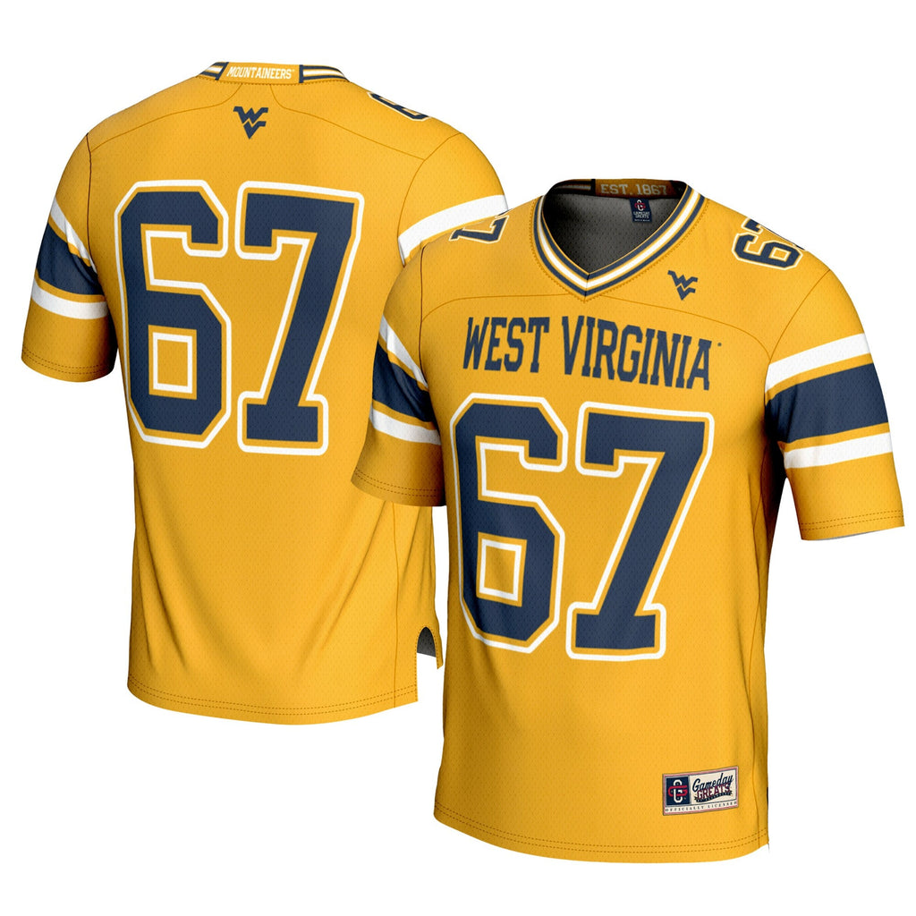 #1 Gold West Virginia Mountaineers Football Jersey