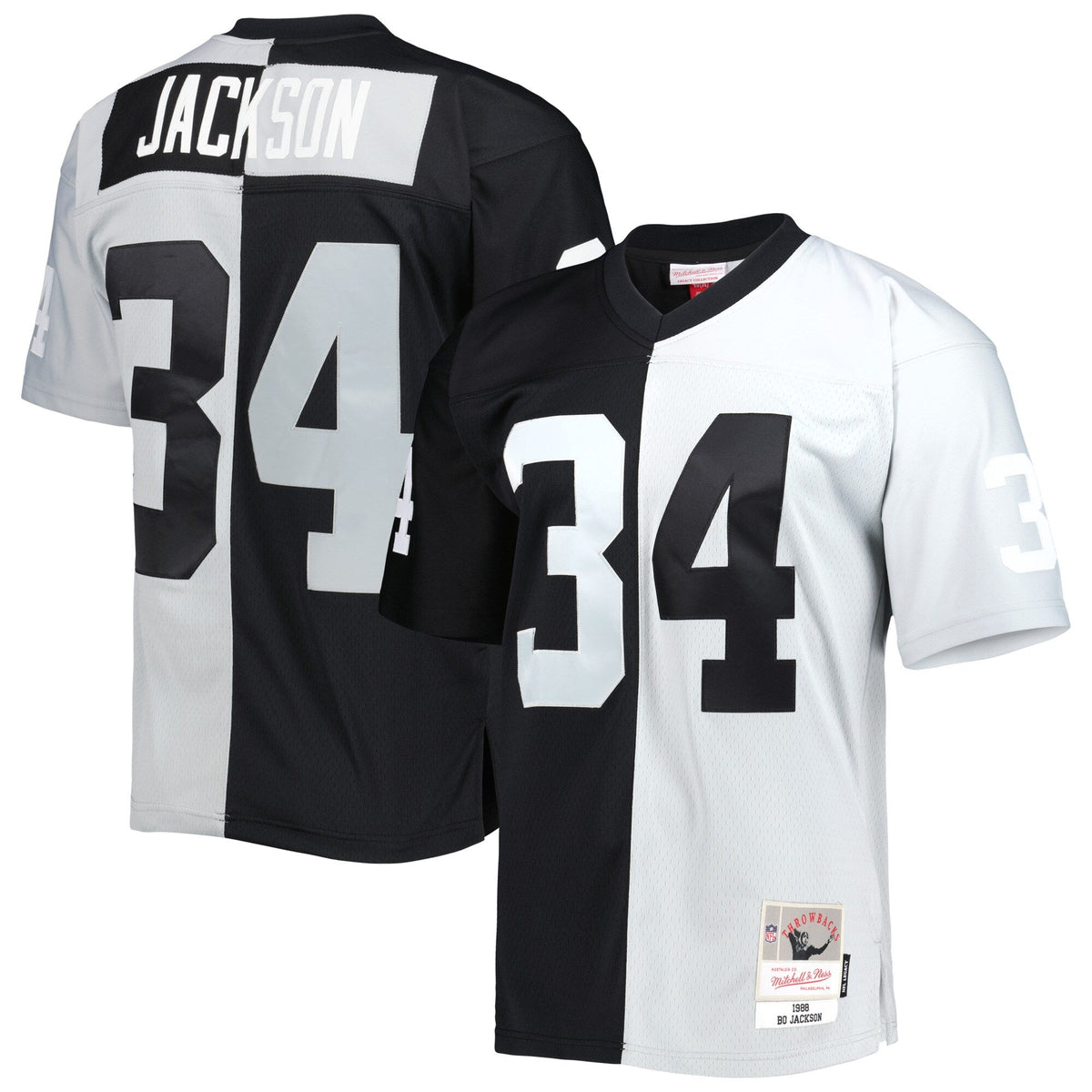 Las Vegas Raiders Bo Jackson Black/Silver 1988 Split Legacy Replica Football Jersey