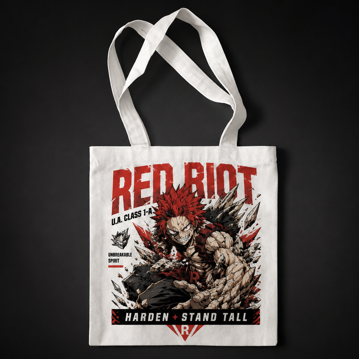 Eijiro Kirishima (Red Riot) My Hero Academia Anime Canvas Tote Bag - Unbreakable Spirit